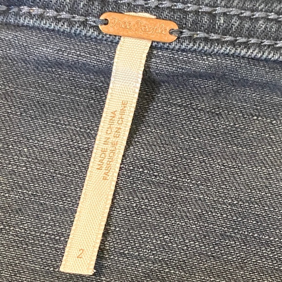 FREE PEOPLE Denim Blue Snap Front Skirt Cotton - Picture 3 of 4